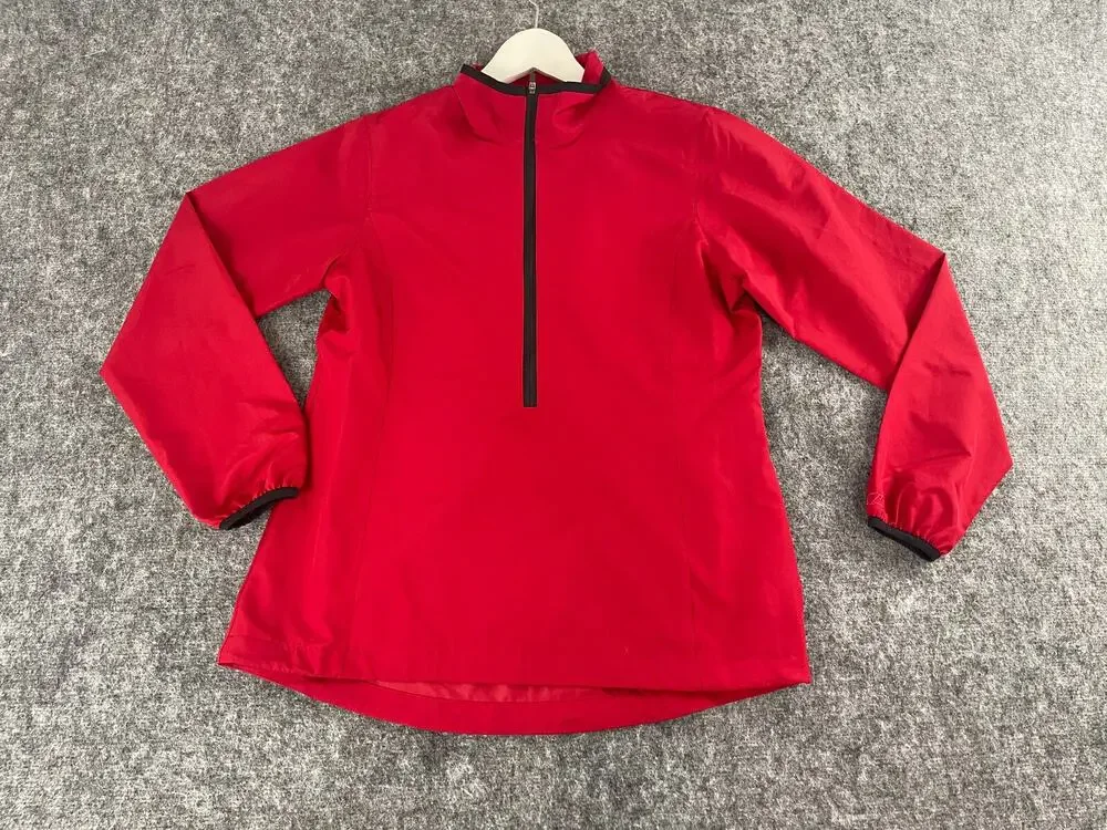 CUTTER & BUCK Jacket Mens Medium Red Half Zip CB Weathertec Windbreaker N246